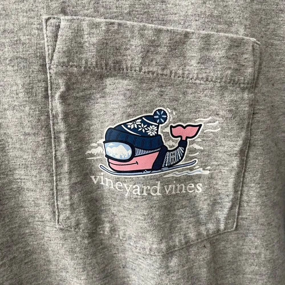Vineyard Vines Winter Snow Whale Logo Long Sleeve Tshirt M - Picture 3 of 7